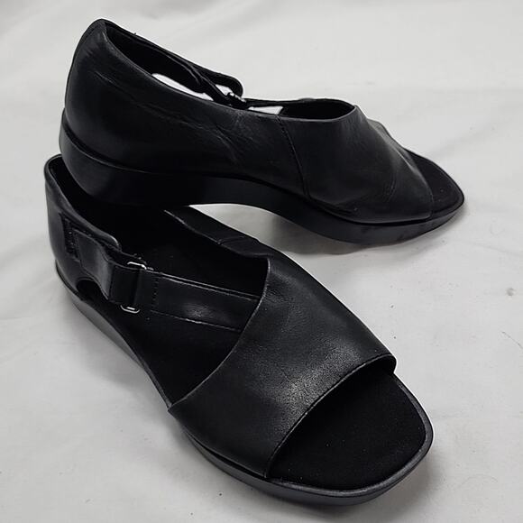 ■MUNRO■PEYTON●BLACK LEATHER SANDAL SLIGHT PLATFORM VELCRO STRAP LADIES 7■NWOB😍 - Picture 16 of 16